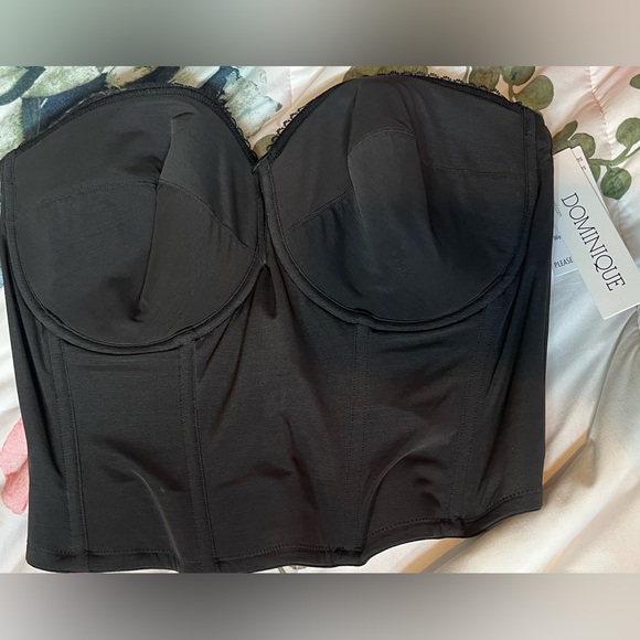 Dominique Black Valerie Deep V Wire Backless Strapless Bridal Bra 38DD - Picture 2 of 4